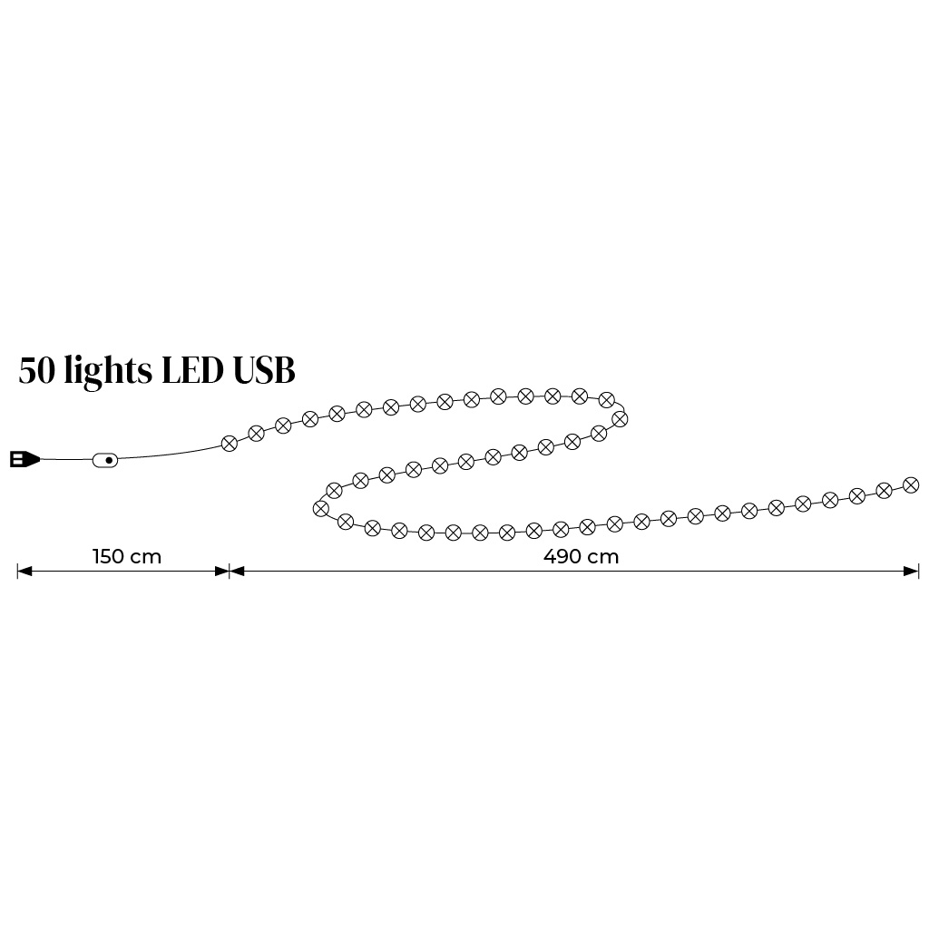 Basisslinger LED met USB aansluiting 50 lampen