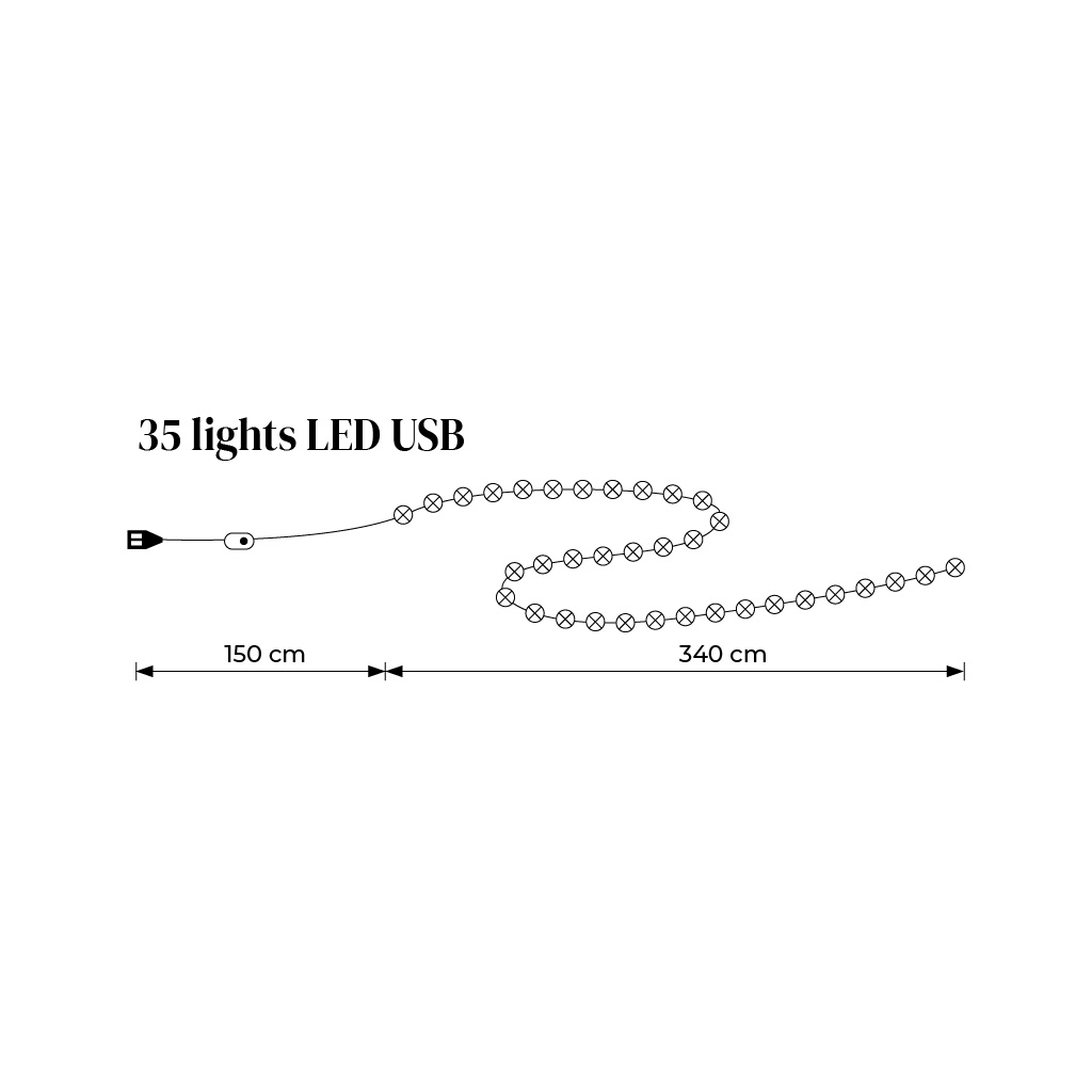 Light string LED with USB connection 35 bulbs