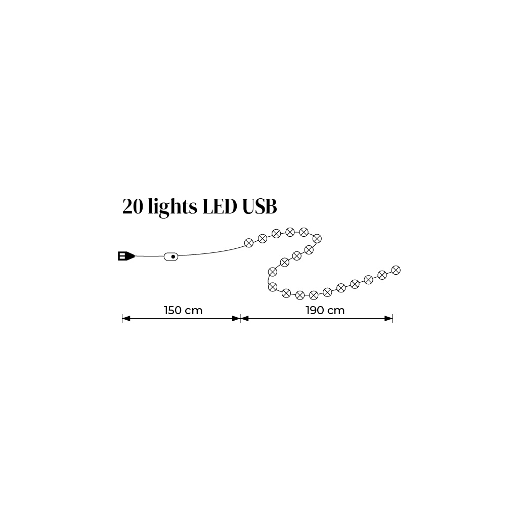 Basisslinger LED met USB aansluiting 20 lampen