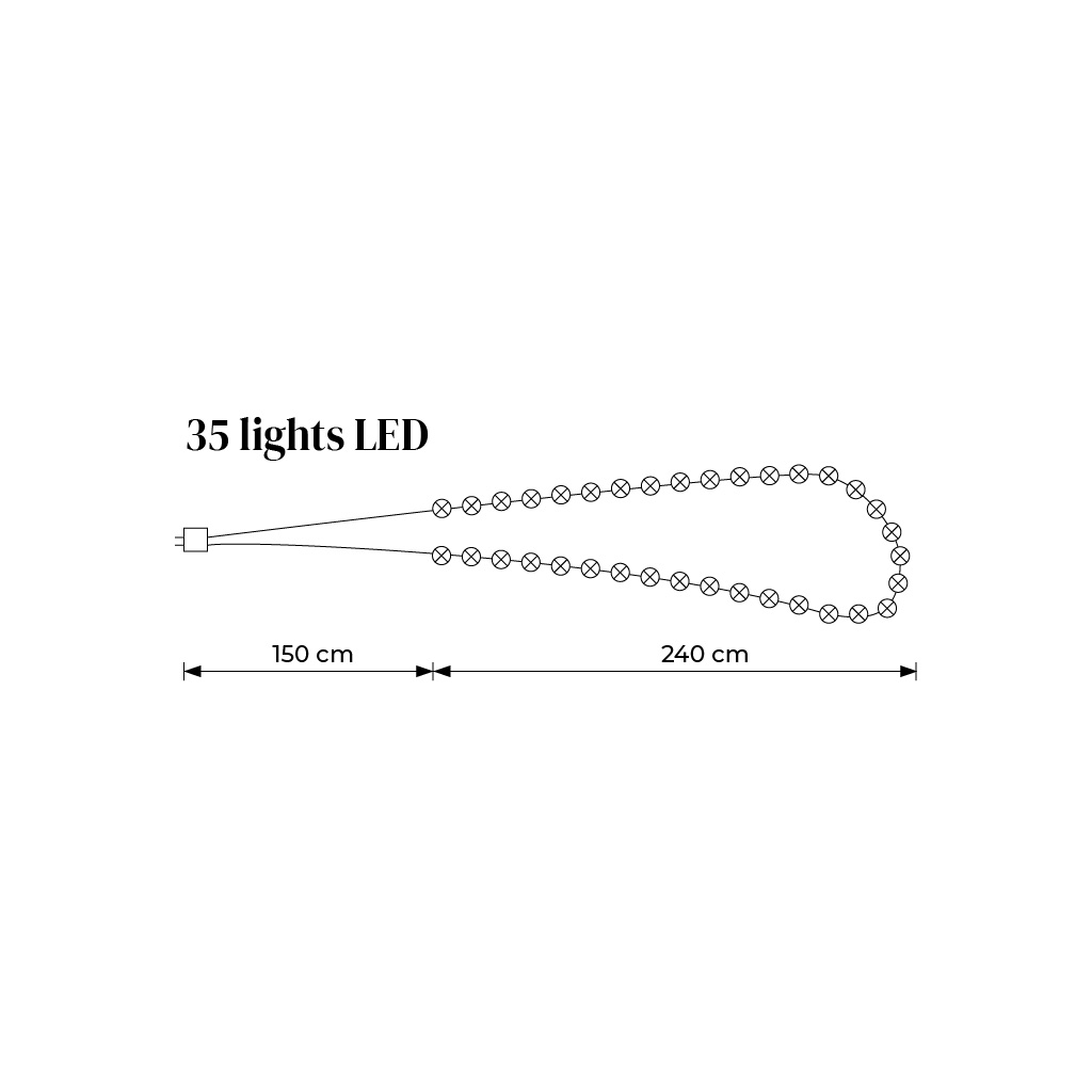 Guirlande lumineuse LED avec prise 35 ampoules