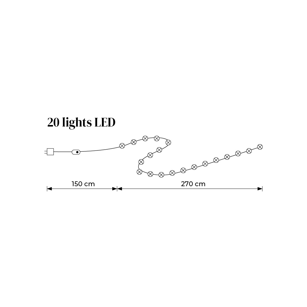 Guirlande lumineuse LED avec prise 20 ampoules