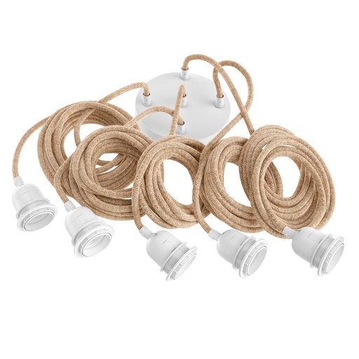 [LSP5NW] Lampfitting voor plafond - Natuur - 5 fittings wit