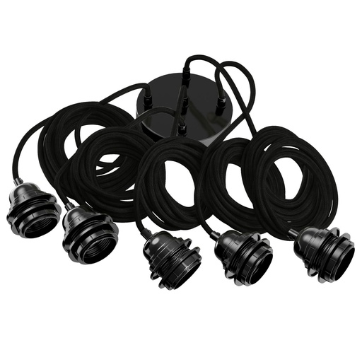 [LSP5LZ] Lampfitting voor plafond - Zwart - 5 fittings