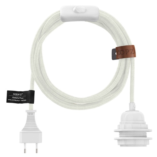 [LSSLW] Douille de lampe avec prise et interrupteur - Blanc - 1 douille blanche