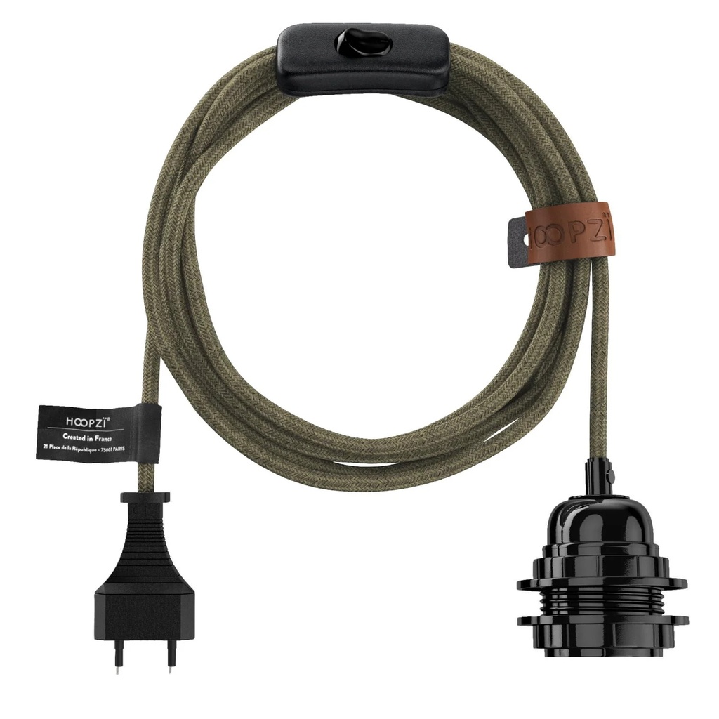 JZCDR Hanglamp met stekker en schakelaar, 3 lampen E27 lampfitting met kabel en henneptouw 3 m industrieel zwart voor slaapkamer, woonkamer, keuken