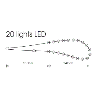 [LEDLUS] Lichtslinger LED in lus met vaste stekker 20 lampen