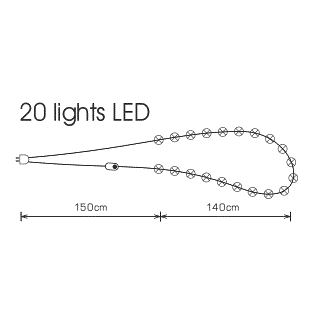 Guirlande lumineuse LED en boucle avec prise 20 ampoules
